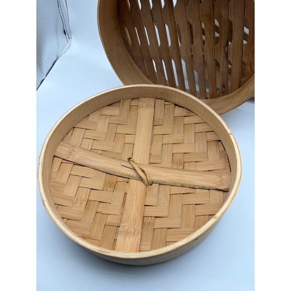 8" Bamboo Steamer Basket 2-Tier with Lid Asian Cooking Dumpling Bao - Picture 8 of 10